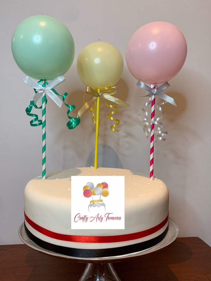 Customised Single Pastel Biodegradable Balloon 6 Piece Cake Topper - DIY Kit Balloon Oh So Crafty