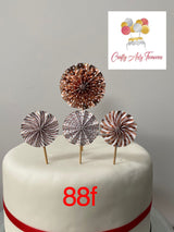 Pinwheel Fan Cake Topper Skewers - Set of 4 in Various Colours and Designs Oh So Crafty