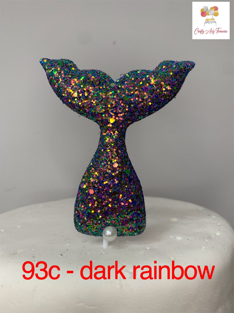 Soft Cushion Glitter Mermaid Theme Tail Cake Topper in Various Colours Oh So Crafty